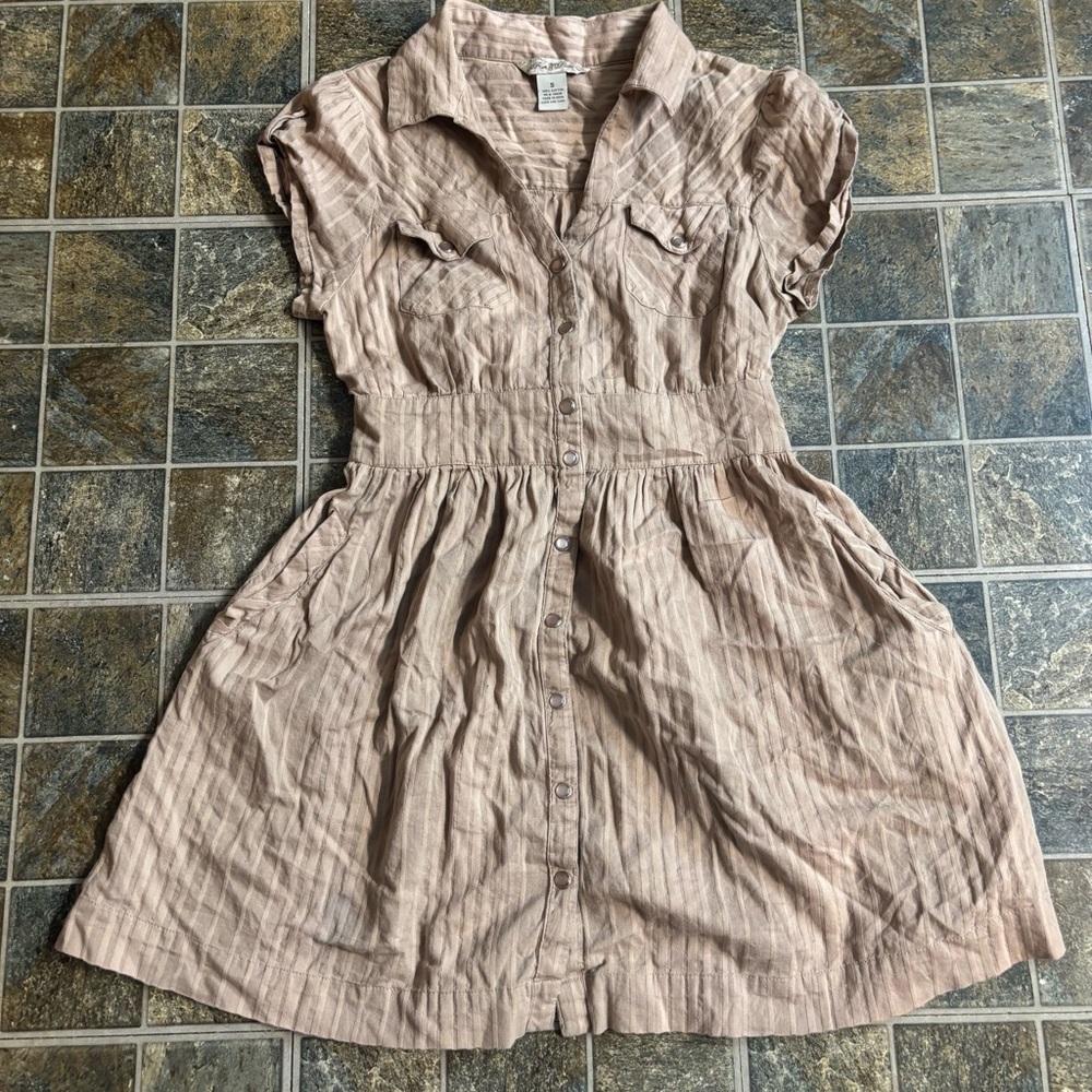 100% cotton Striped Button-Up Dress